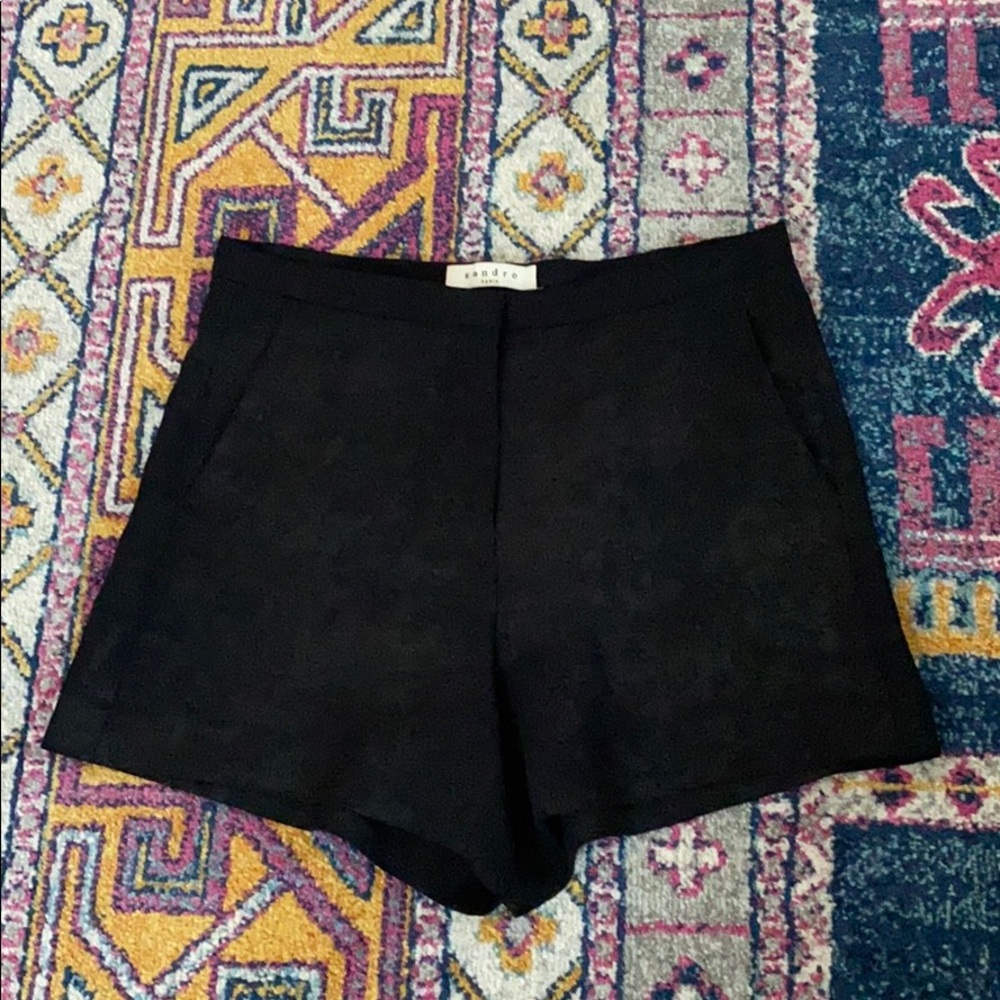 Sandro Paris Black High Waisted Shorts 36/XS